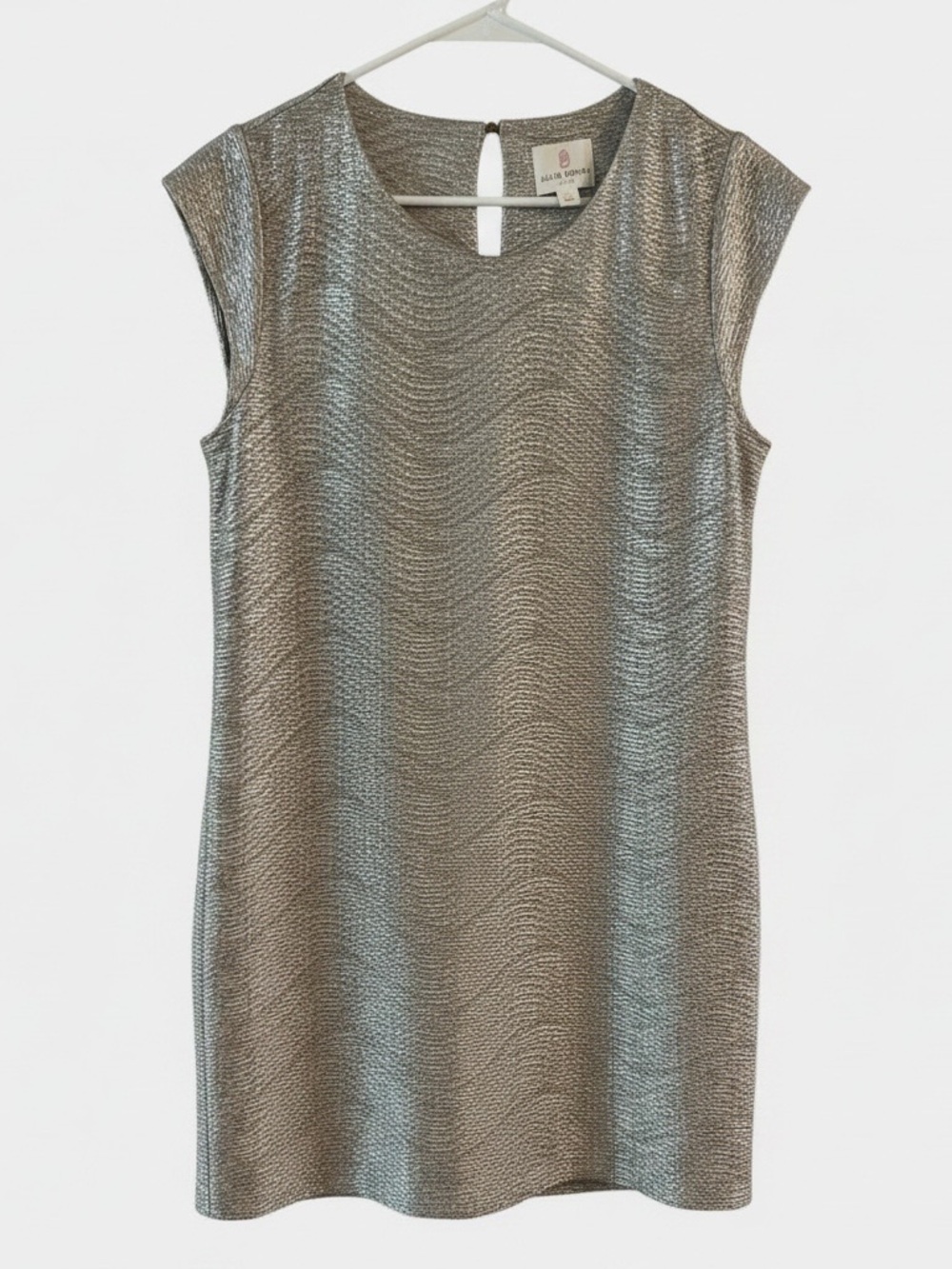JB by Julie Brown Silvery gold Textured Cap-Sleeve Midi Dress